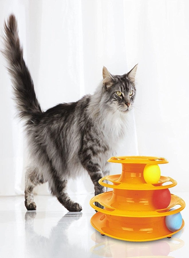 DOGTOWN Tower of Tracks Cat Turntable Toy with Balls Pet Amusement Interactive Board Game Toy with 3 Layer Wheels (Colour May Vary) - Image 3